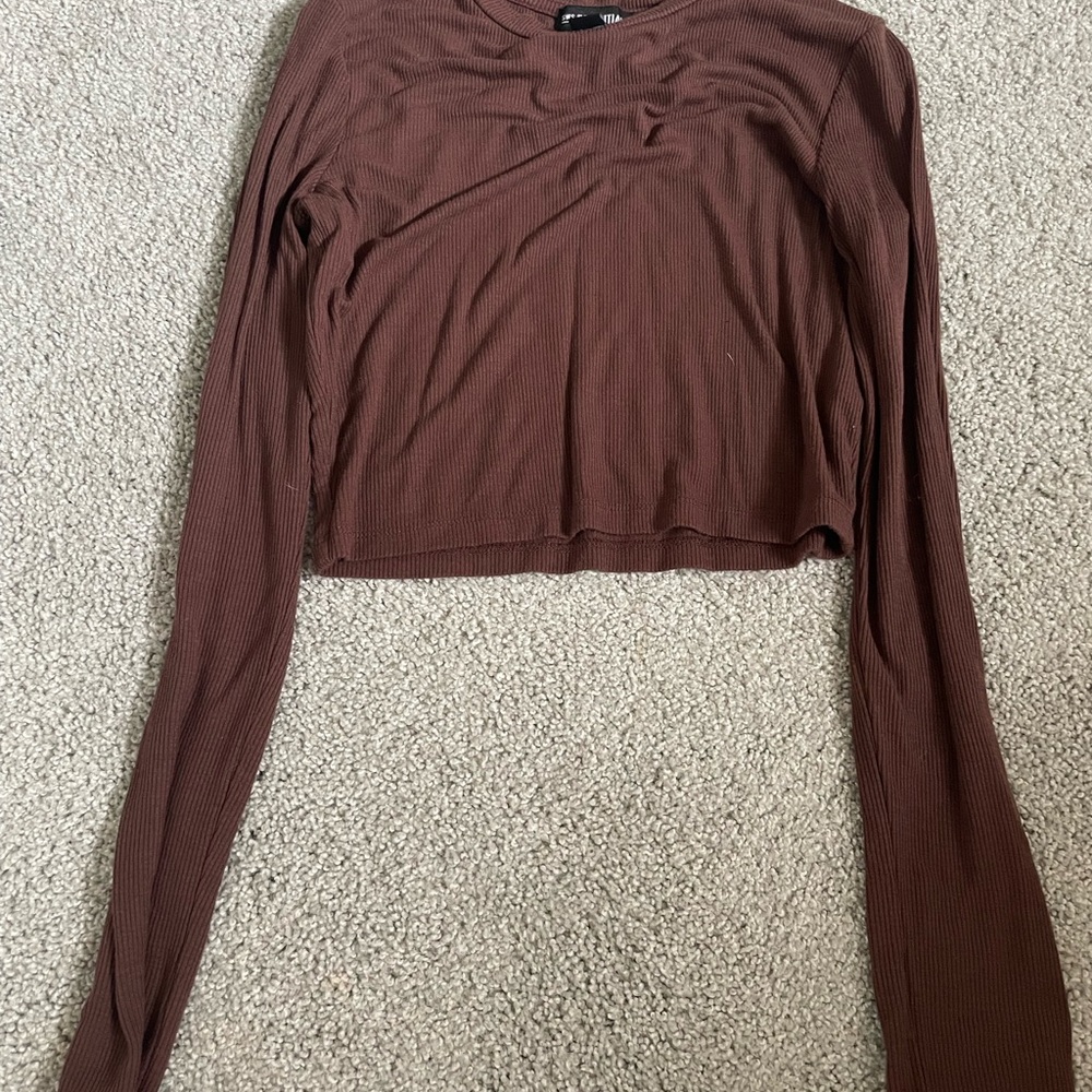 Urban Planet Chocolate Long Sleeve Crop Top
